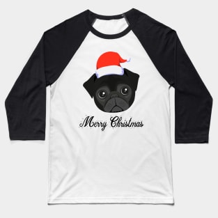 Black Pug Christmas Baseball T-Shirt